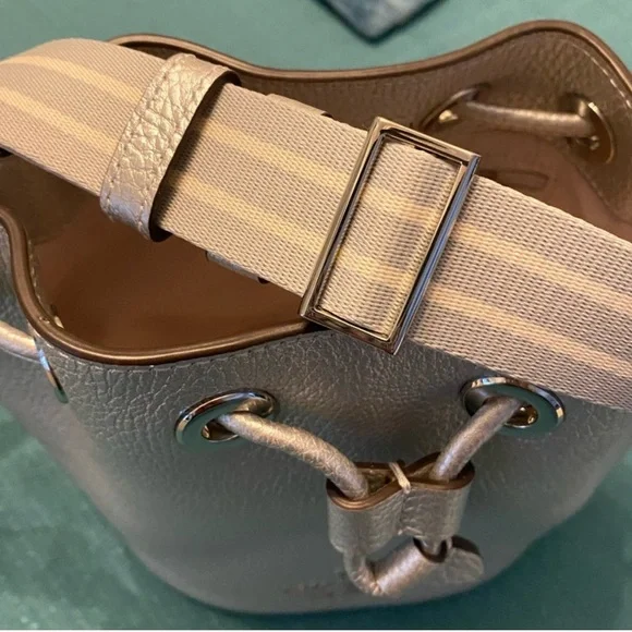 NWT Kate Spade Silver Metallic Bucket Bag